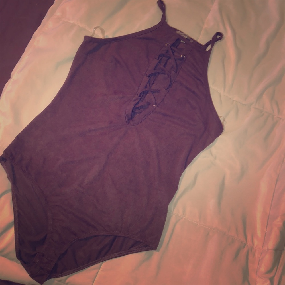 Purple suede body suit